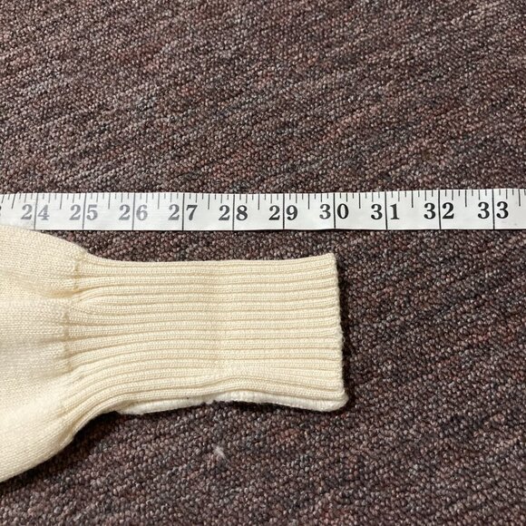 Vintage Burberrys 100% Pure New Wool Sweater Men's Small Cream Elbow Patches - Picture 16 of 16